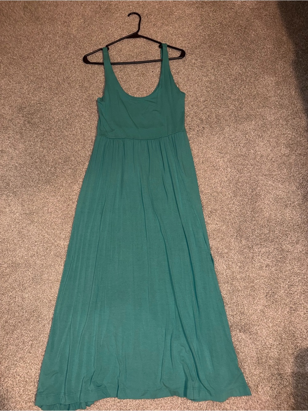 Teal Scoop Neck Maxi Dress